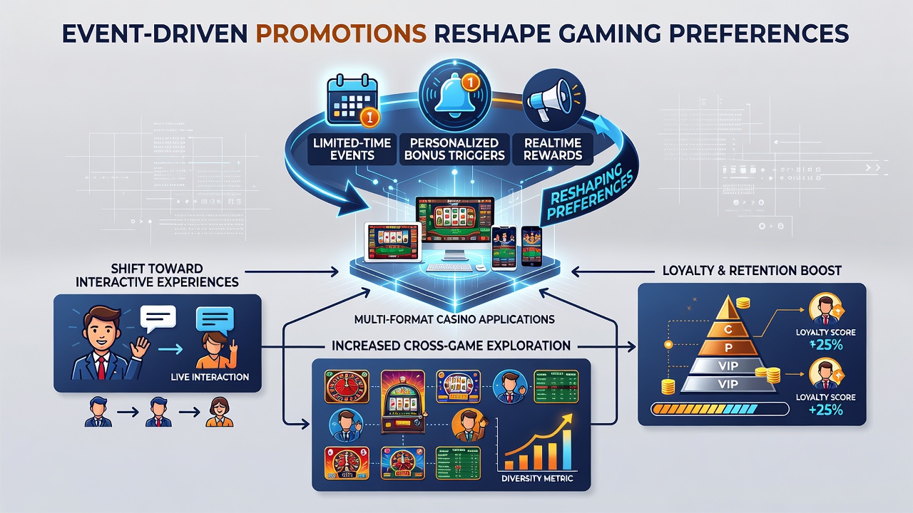 Illustration von Nutzerengagement in Casino-Apps während Event-Promotionen mit Fokus auf Multi-Format-Interaktionen