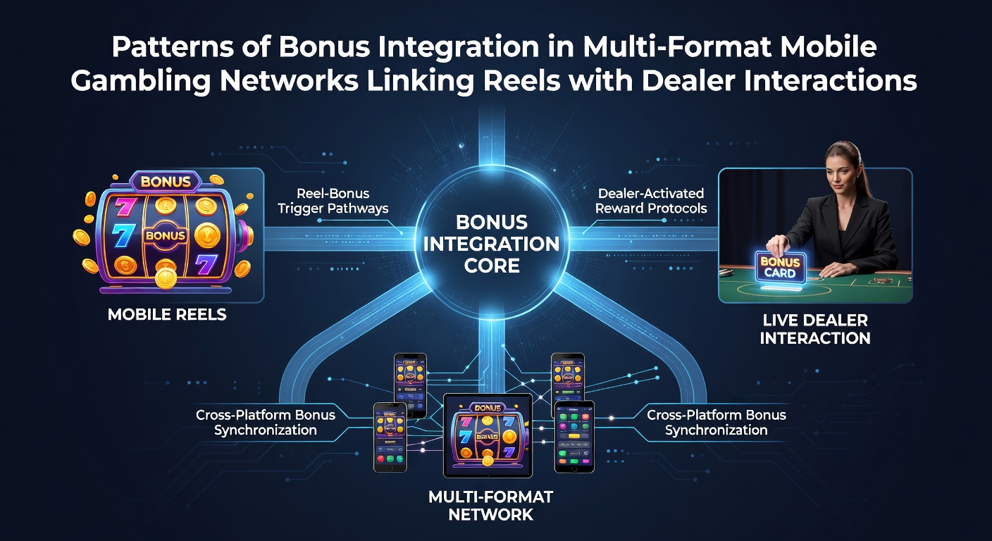 Darstellung von Bonusintegrationsmustern in mobilen Glücksspielnetzwerken mit Verknüpfungen zwischen Walzen und Live-Dealer-Sessions