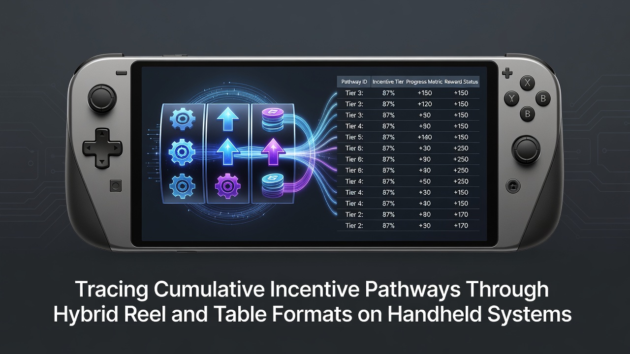 Illustration kumulativer Anreizpfade in mobilen Hybrid-Spielformaten mit Reel- und Tisch-Elementen